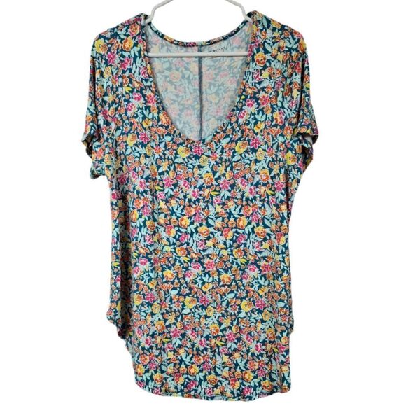 Lane Bryant Fitted Tunic Tee Super Soft Floral Print V Neck Plus Size 18/20 Top - Picture 9 of 9